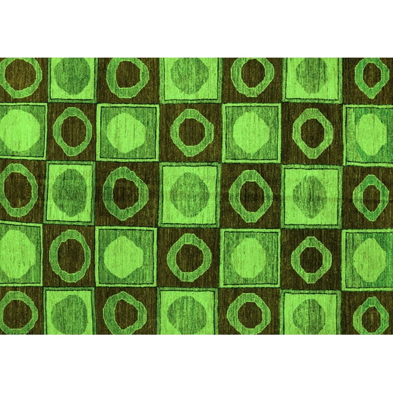 Ahgly Company Indoor Rectangle Abstract Green Modern Area Rugs, 3' x 5'
