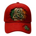 thumbnail image 2 of St Patricks Day Hat,Saint Patricks Day Hat,Unisex St. Patrick's Shamrock Art Print Hat Irish Celtic Ireland Baseball Cap,Vintage Shamrock Baseball Cap, Distressed Embroidered Clover Hat(Red), 2 of 6