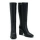 thumbnail image 2 of Botas Aizhenzm de cuero negro con tacón grueso hasta la rodilla para mujer, 2 of 5