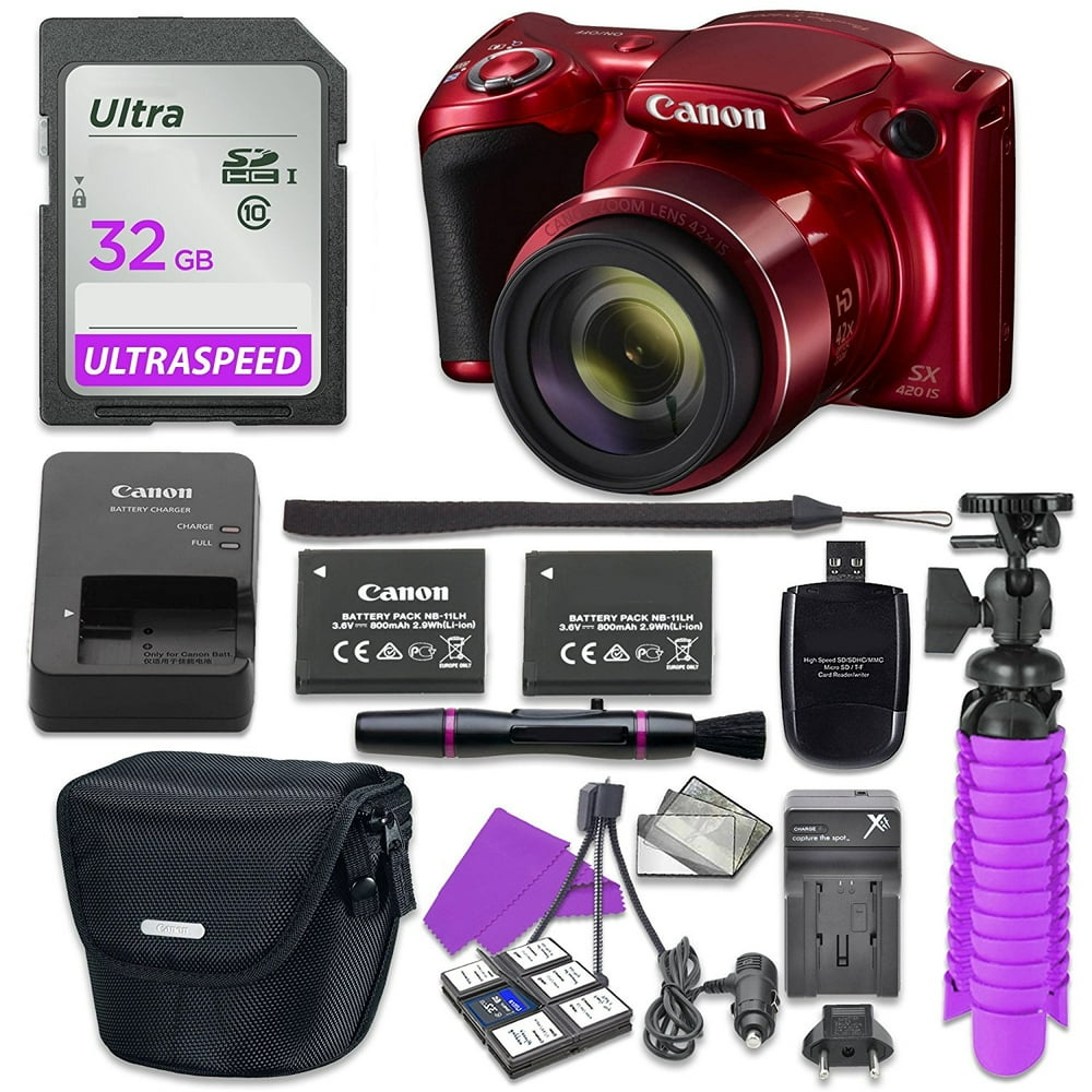 Canon PowerShot SX420 IS Digital Camera (Black) with 32GB SD Memory