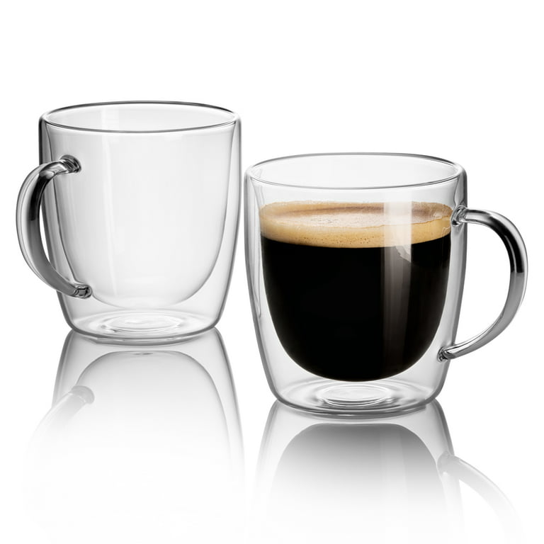 Kanwone Large Glass Coffee Mugs - 14 Ounce - Double Wall Insulated Glasses  with Handle, Clear Glass …See more Kanwone Large Glass Coffee Mugs - 14