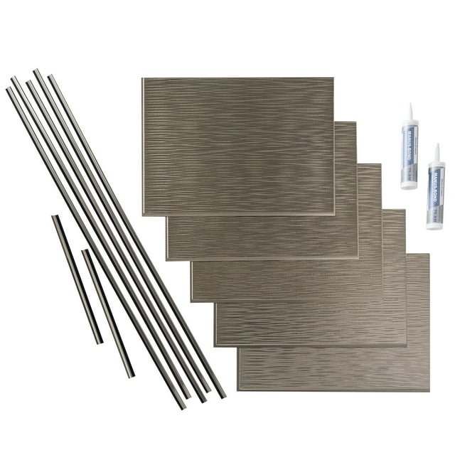 FASÄDE Ripple Decorative Vinyl Backsplash 15 sq ft Kit in Brushed Nickel