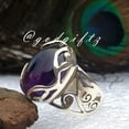thumbnail image 5 of Genuine Amethyst Ring | 925 Sterling Silver Oval Cabochon Gemstone | Handmade Boho Chic Statement Ring, 5 of 8