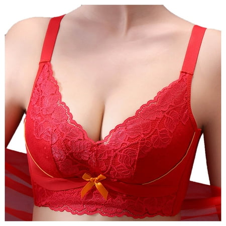 Bigersell Pullover Bras for Women Summer Thin Strap Sports Bra Molded Bra Style R1521 V-Neck Full-Coverage Bras Hook and Eye Bra Closure Women Size Longline Bras Red 5XL
