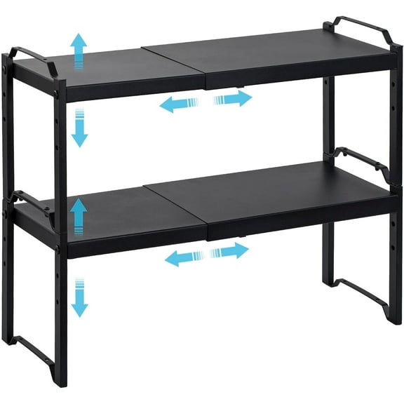 MTYIQS Multi-Purpose Expandable Cabinet Shelf Organizers for Kitchen & Bathroom, 2-Pack