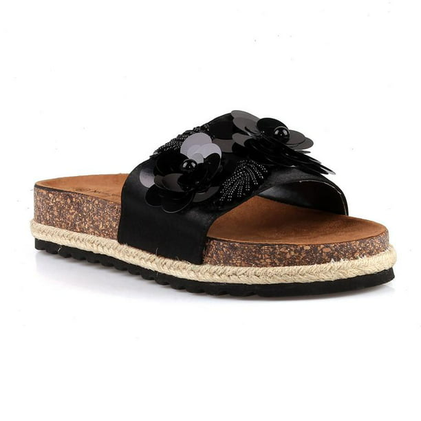Nature Breeze Slide Sandals in Black - Walmart.com