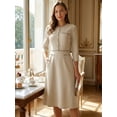 thumbnail image 3 of DARING DIVA Women's A-Line Contrast Color Tweed Trim Dress XL Grey Beige, 3 of 6