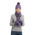 thumbnail image 2 of Women Gloves Scarf Hat Scarf 3PCS Set Winter Warm Knit Beanie Hat Scarf Set Touchscreen Gloves for Women Kids Long Scarf, 2 of 3