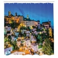 thumbnail image 2 of Ambesonne Night Sky Shower Curtain, Historic Hill Town Italy, 69"Wx75"L, Azure Blue and Olive Green, 2 of 4