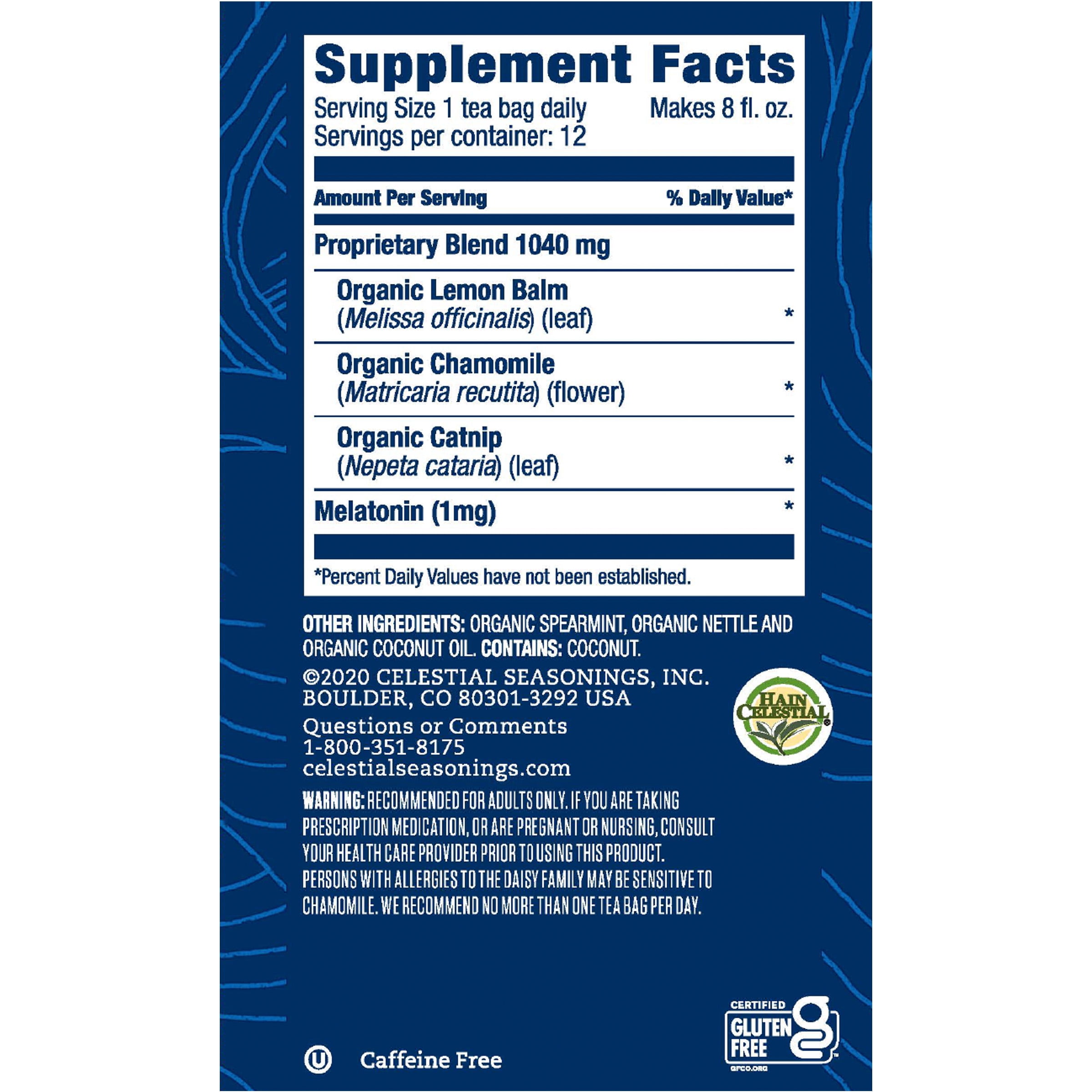 (3 pack) Celestial Seasonings TeaWell Sleep Melatonin Chamomile Mint Wellness Herbal Tea Bags, 12 Count
