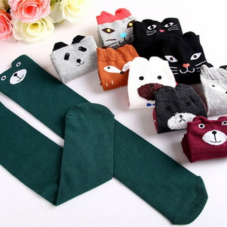 

SPRING PARK 1Pair Cartoon Pattern Baby Girls Knee High Socks Gifts Cotton Mid Calf Long Boot Socks Stockings