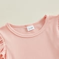 thumbnail image 5 of Bagilaanoe Toddler Baby Girls T-Shirts Solid Color Fly Sleeve Ribbed Tees 12M 18M 24M 3T 4T 5T Kids Summer Casual Tops, 5 of 6