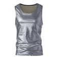 thumbnail image 5 of INSPIRE CHIC Metallic Tank Top for Men's Round Neck Shiny Disco Party Sleeveless Vest XL Gray, 5 of 6