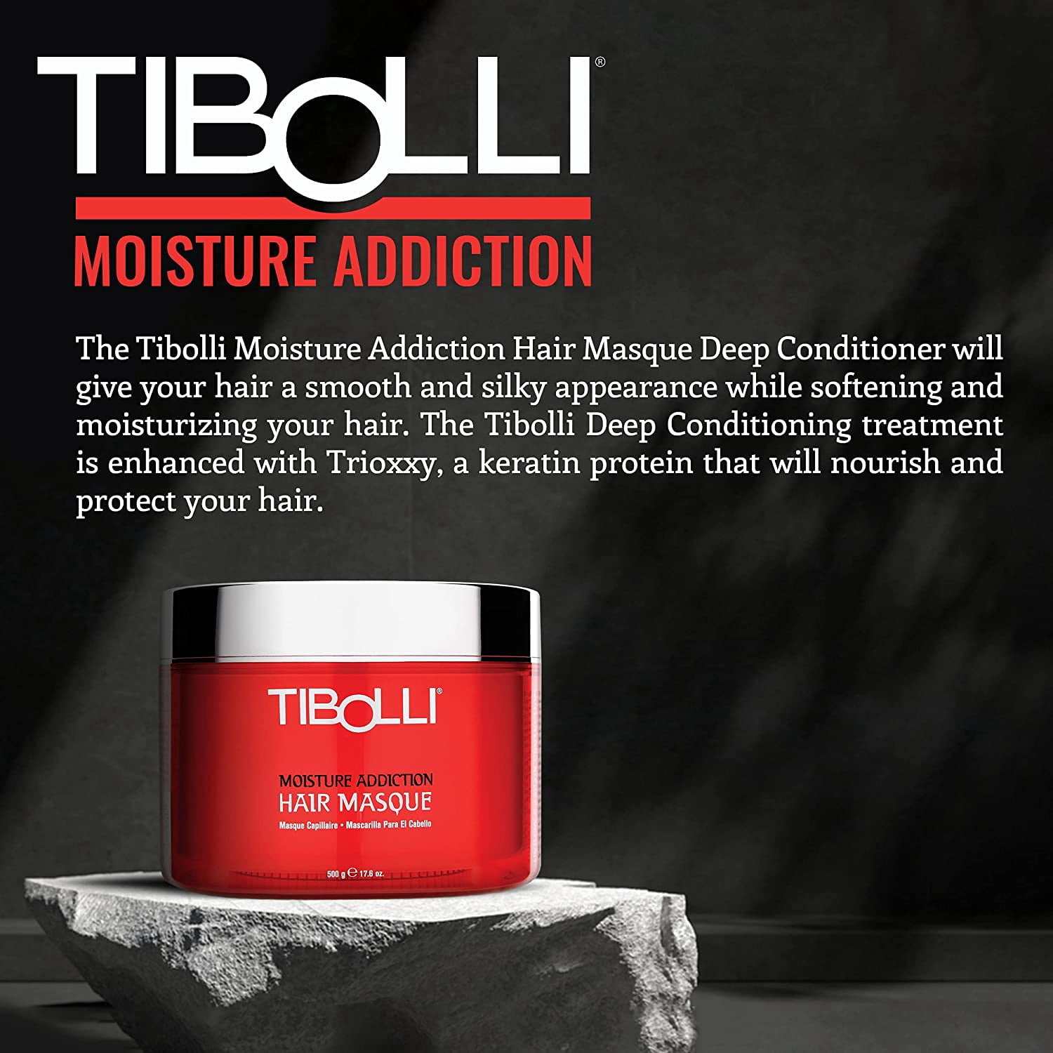 TIBOLLI Moisture Addiction Mask Deep Conditioning Masque (17.6 Fl oz/500g) Moisturizing Hydrating Smoothing Keratin Treatment for Anti Frizz Dry Damaged Color Treated Hair Repair Restoration Formula