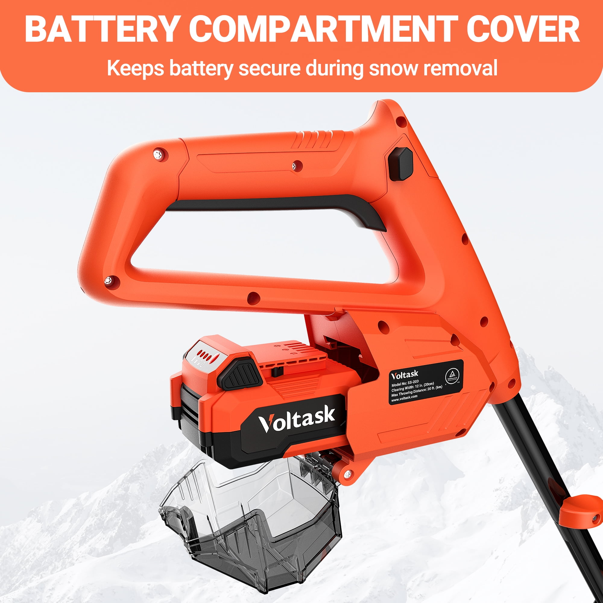 Voltask Detachable LED Light Compatible with Any Cordless Snow Shovel and Cordless Snow Blower, 4V Lithium Battery Powered, Enhance Visibility for