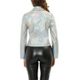 thumbnail image 3 of INSPIRE CHIC Women's Holographic Shiny Zipper Biker Metallic Jackets XS Silver, 3 of 7
