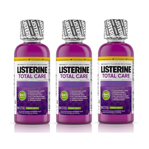 Listerine Total Care Anticavity Mouthwash, Fresh Mint 3.2 oz (Pack of 3)