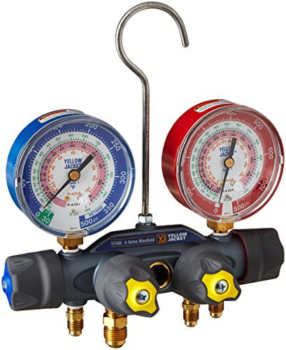 Yellow Jacket 49962 Manifold Only degrees F bar/psi Scale R-410A Refrigerant Red/Blue Gauges 