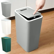 kttectoa Bathroom Trash Can with Lid Plastic Wastebasket Flip Top Garbage Bin Press Popup Odor Locking for Toilet Office Bedroom 13.6x8.8x6.2in Christmas Gifts Home