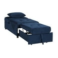 thumbnail image 5 of JERFIT Modern Velvet Storage Bench with Pull-Out Bed, Dark Blue Convertible Sofa for Small Space, Tufted Upholstered Bench Seat with Hidden Storage, 5 of 9