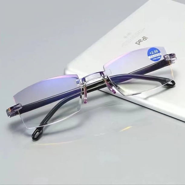 Gafas de presbicia con zoom inteligente y antiluz azul, de borde cortado, modernas, con doble luz, para cerca y lejos, de doble propósito, para hombres y mujeres, gafas antiguas