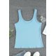 thumbnail image 1 of ABPHQTO Camiseta de tirantes de canalé con tachuelas azul cielo para mujer, 1 of 5
