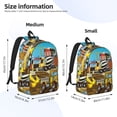 thumbnail image 2 of Wukai Different Construction Site Vehicles Print Durable Canvas Laptop Backpack - Adjustable Shoulder Straps, Water-Resistant, Large Capacity, Unisex for School, Office-Medium, 2 of 5