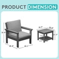 thumbnail image 5 of FUNDAZE Oversized HDPE Patio Furniture Sets, 2-Seater With Double-tier Table Outdoor Conversation Set | For Patio, Poolside, Backyard Use, Grey Frame with Gray Cushion, 5 of 9