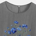 thumbnail image 4 of DDAPJ pyju Cotton Linen Tops for Women Dressy Casual Floral Blouse Loose Comfy Round Neck Short Sleeve T Shirt Today's Sales Gray XL, 4 of 5