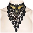 thumbnail image 2 of Collier Ras-du-Cou d'Halloween Rétro Gothique Tête de Squelette Collier de Clavicule Collier en Dentelle pour Femmes, 2 of 10