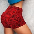 thumbnail image 4 of Daiia Red Rose Pattern Women's Workout Shorts Biker Shorts - High Waisted Workout Spandex Tummy Control Gym Running Yoga Shorts-XX-Large, 4 of 8