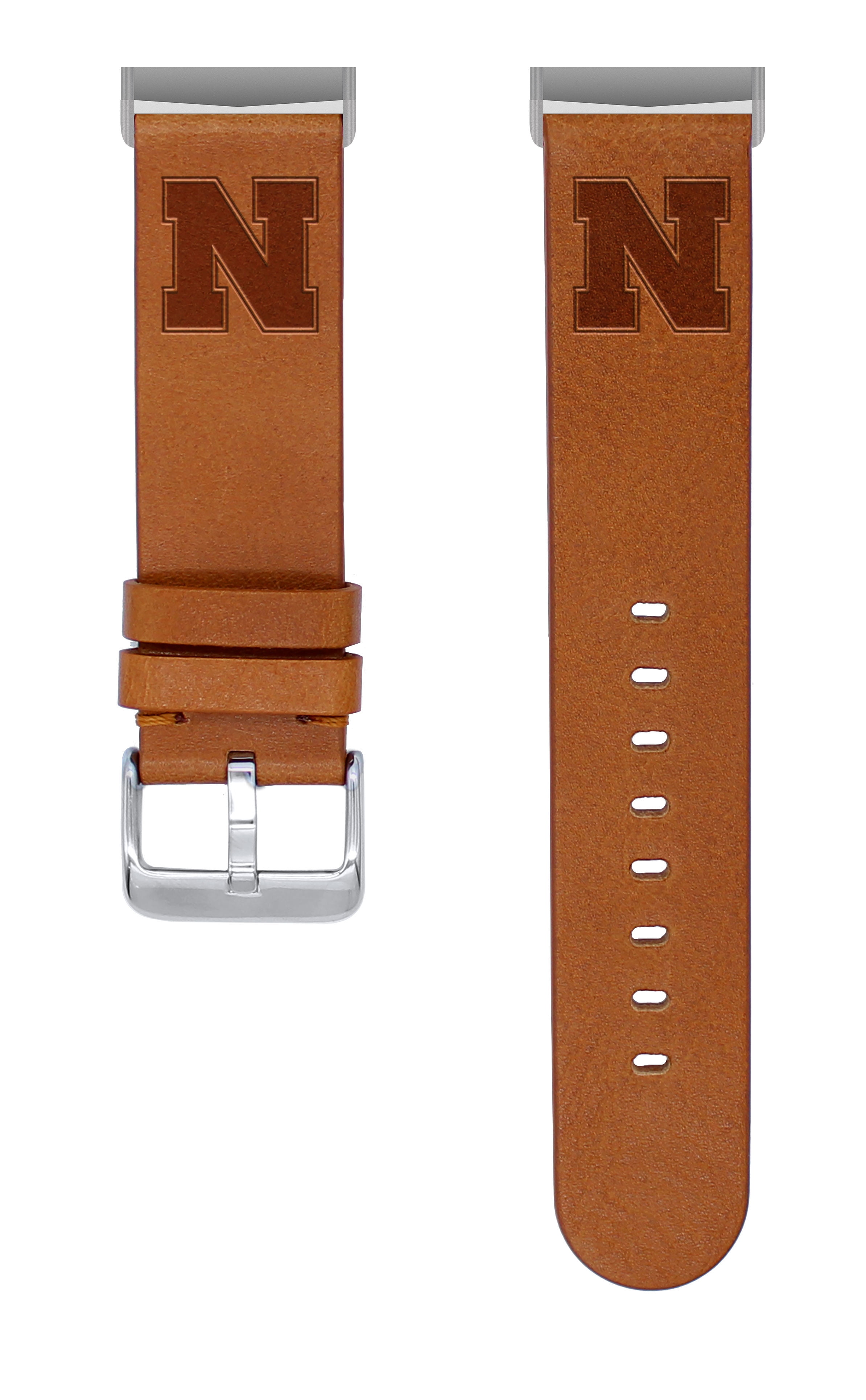 Nebraska Premium Leather Unisex Watch Band for FitBit Versa 3 and Sense (Short Tan) by Affinity Bands