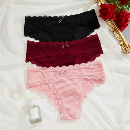 Kmdttou Cotton Underwear for Women s Solid Color Patchwork Briefs Panties Underwear Knickers Bikini Underpants (Available in Plus Size)