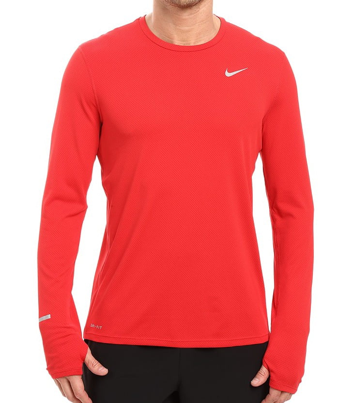 Nike - NEW Red Mens Size XL Dri-fit Contour Long-Sleeve Running Shirt ...