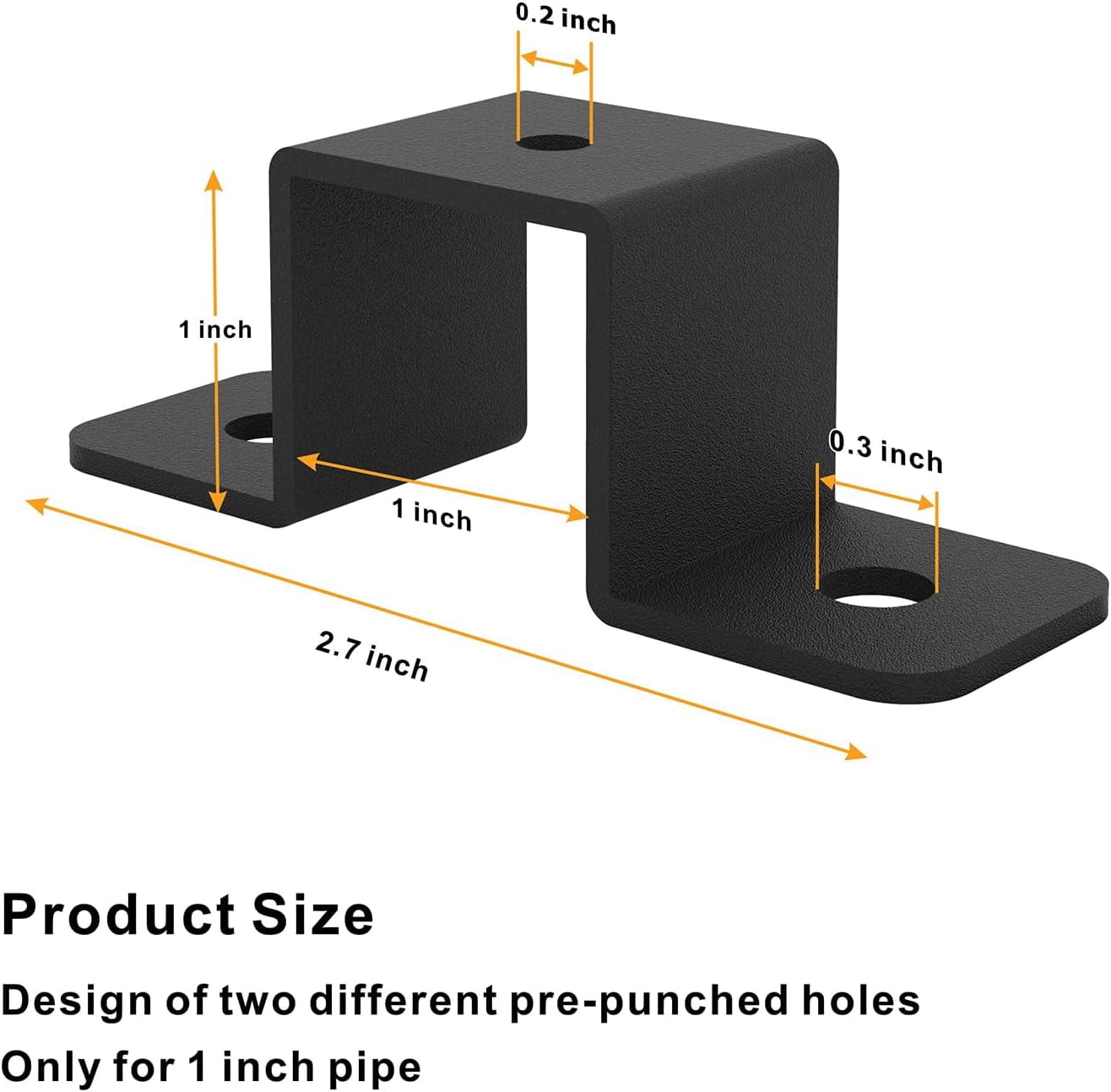 4Pcs Square Pipe Clamp, Black Strap Post Ties Brackets, U Shaped Connector Bracket, Wood Deck Fence Post Tie for Water Pipes, Balcony Railing, Stairs Railing