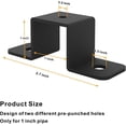 thumbnail image 2 of 4 Pcs 1 Inch Square Pipe Clamp Black Metal U Shaped Connector Bracket Strap Post Ties for Deck Fence Balcony Railing, 2 of 7