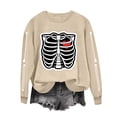 thumbnail image 3 of Halloween Skeleton Printed Sweatshirt For Women Fall Fleece Lined Crewneck Long Sleeve Pullover Tops S-XXL, 3 of 6