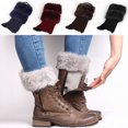 thumbnail image 4 of Flmtop Women\'s Autumn Winter Fashion Furry Ribbed Boot Cuffs Boot Toppers Leg Warmers, 4 of 7