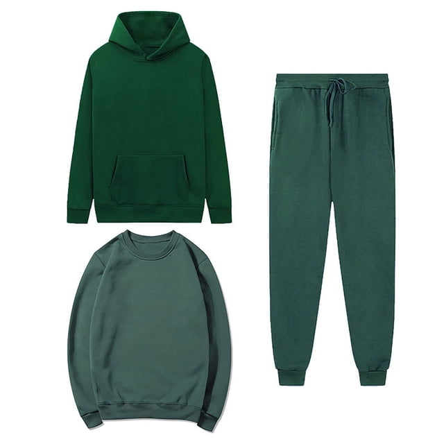 Timegard Ensemble 3 Pcs pour Femmes Chandail à Capuche Manches Longues avec Poche Chandail Col Rond Bas Resserré Ensembles Pantalons