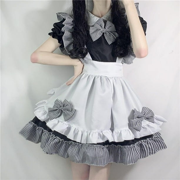 Lovely Lolita Maid Disfraz Anime japones Mujeres Ninas Uniforme Gothic Lolita Vestidos Disfraz para fiesta Animacion Show XXL BLESIY disfraz de sirvienta Bodega Aurrera en linea