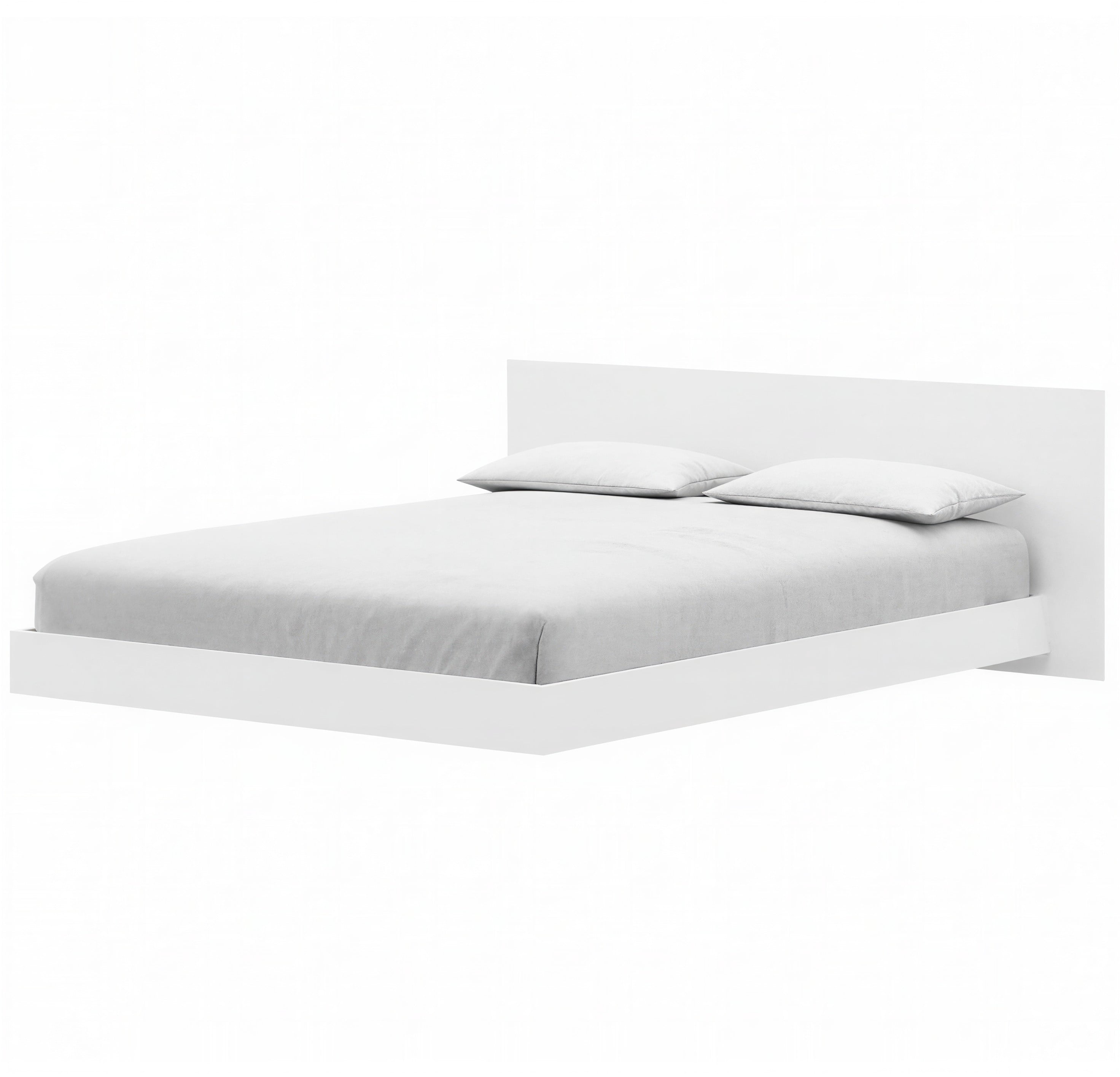 Nexera Satori Low Platform Queen Size Bed with Headboard, White Woodgrain
