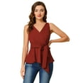 thumbnail image 1 of INSPIRE CHIC Hauts d'Été Sans Manches à Encolure en V Portefeuille à Taille Nouée pour Femmes, 1 of 5