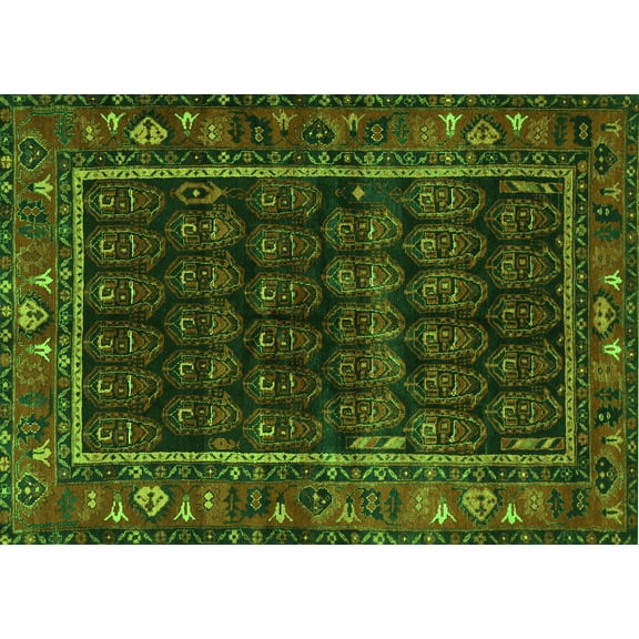 Ahgly Company Indoor Rectangle Persian Green Traditional Area Rugs, 5' x 7'