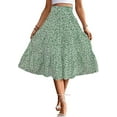 thumbnail image 4 of Women's High Elastic Waist Midi Skirt, Versatile for Spring and Fall, Front Knot Flowy Ruffle Botanical Print, 4 of 7