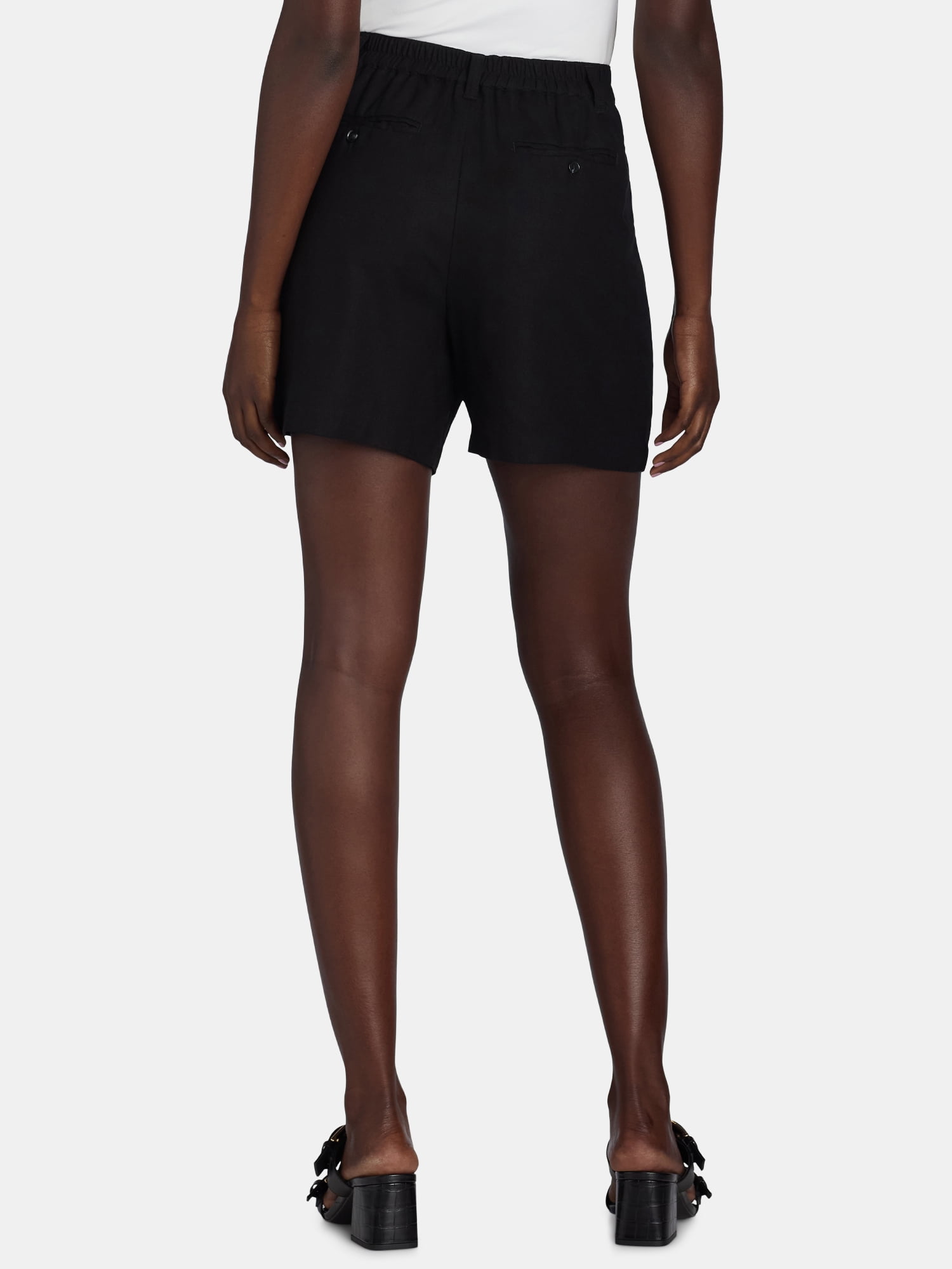 Time and Tru Women’s Linen Blend Shorts, 5” Inseam, Sizes XS-XXXL