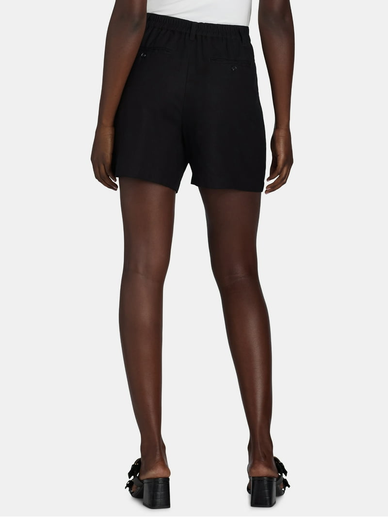 Time and Tru Women's Linen Blend Shorts 5-Inch Inseam Relaxed Fit