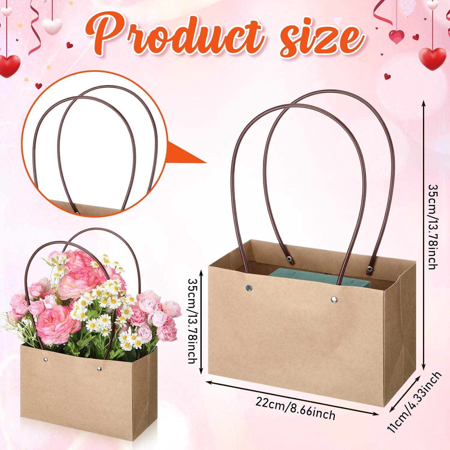 Flower Gift Boxes with Floral Foam Blocks, Bouquet Carrier Bags with Handle, Paper Flower Box for Bouquet, Floral Arrangement Box for Birthday, Wedding, Mother's Day Party Favor
