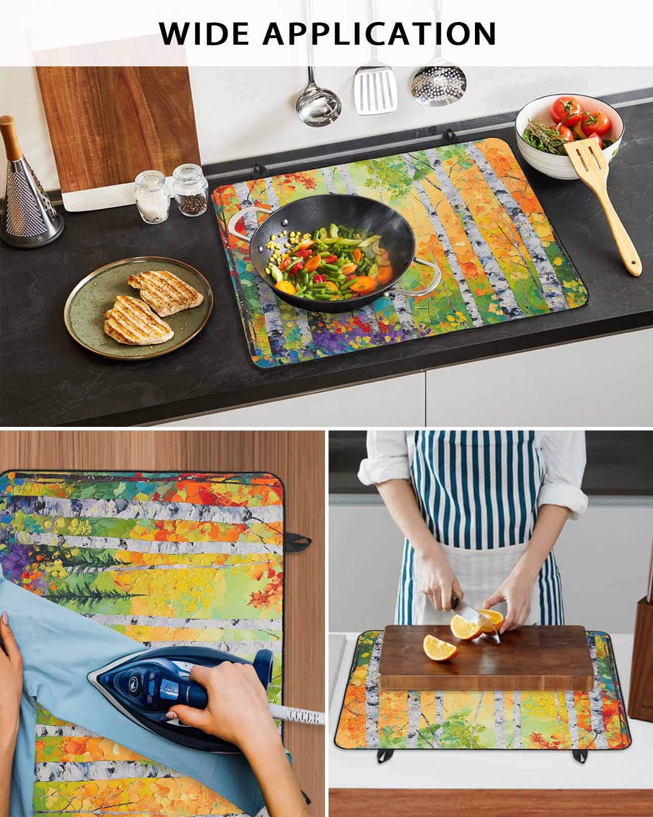 nqOlkjepod Large Induction Cooktop Protector Mat 24"x21", Modern Oil Painting Stove Top Covers for Electric Stove, Summer Tree Botanical Pink Green Stove Burner Cover Mats, Glass Top Stove Cover