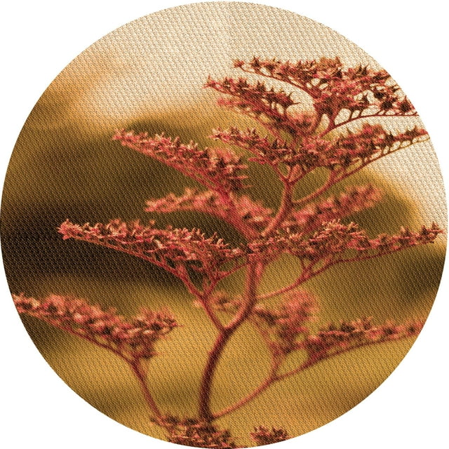 Ahgly Company Tapis d'Intérieur Rond Lavable en Machine Orange Transitionnel, 3 Pieds Rond