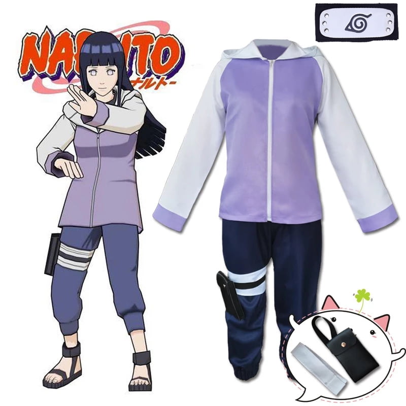 Popular Shippuden Hinata Hyuga Ninja Uniform Full Set Coat+Pants Cosplay Outfit 